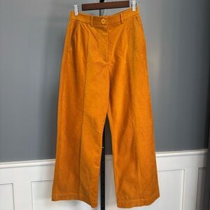 Manoush Paris Saffron Burnt Orange Corduroy Wide Leg Pants US 6